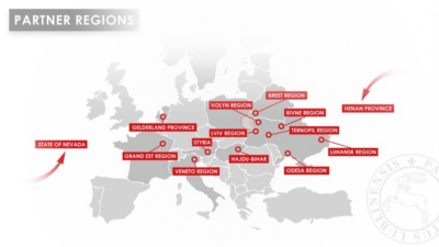 Mapa regiony partnerskie Województwa Lubelskiego