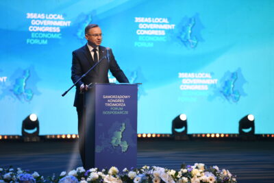President of the Republic of Poland Andrzej Duda on stage during 3Seas Local Government Congress in Lublin